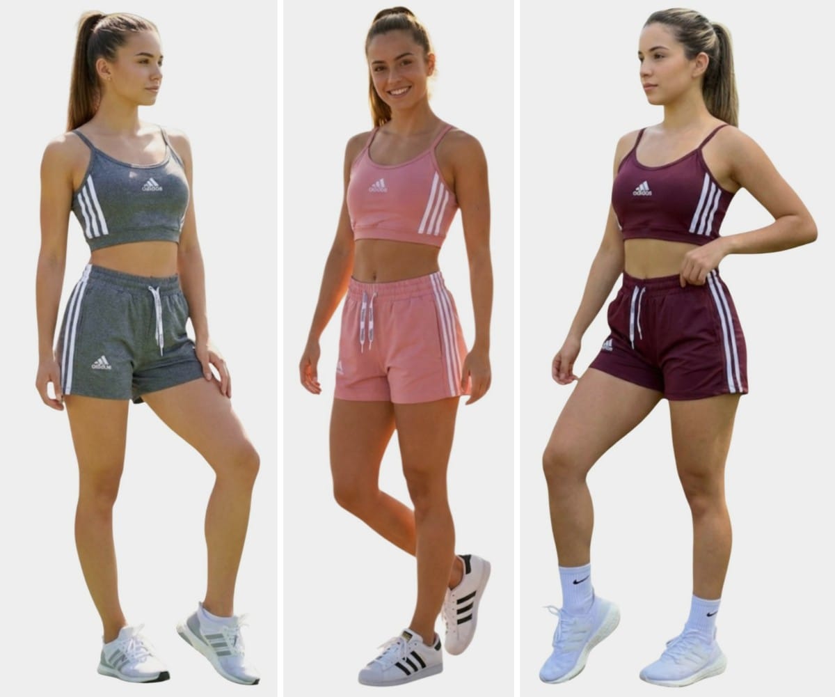 CONJUNTO ADIDAS MUJER FITNESS - TOP Y SHORT DEPORTIVO