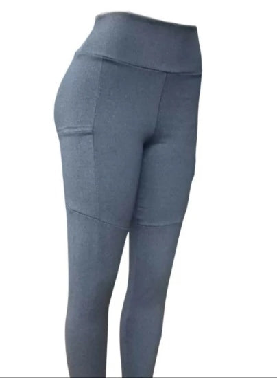 CALZA LARGA GRIS LYCRA BOLSILLOS